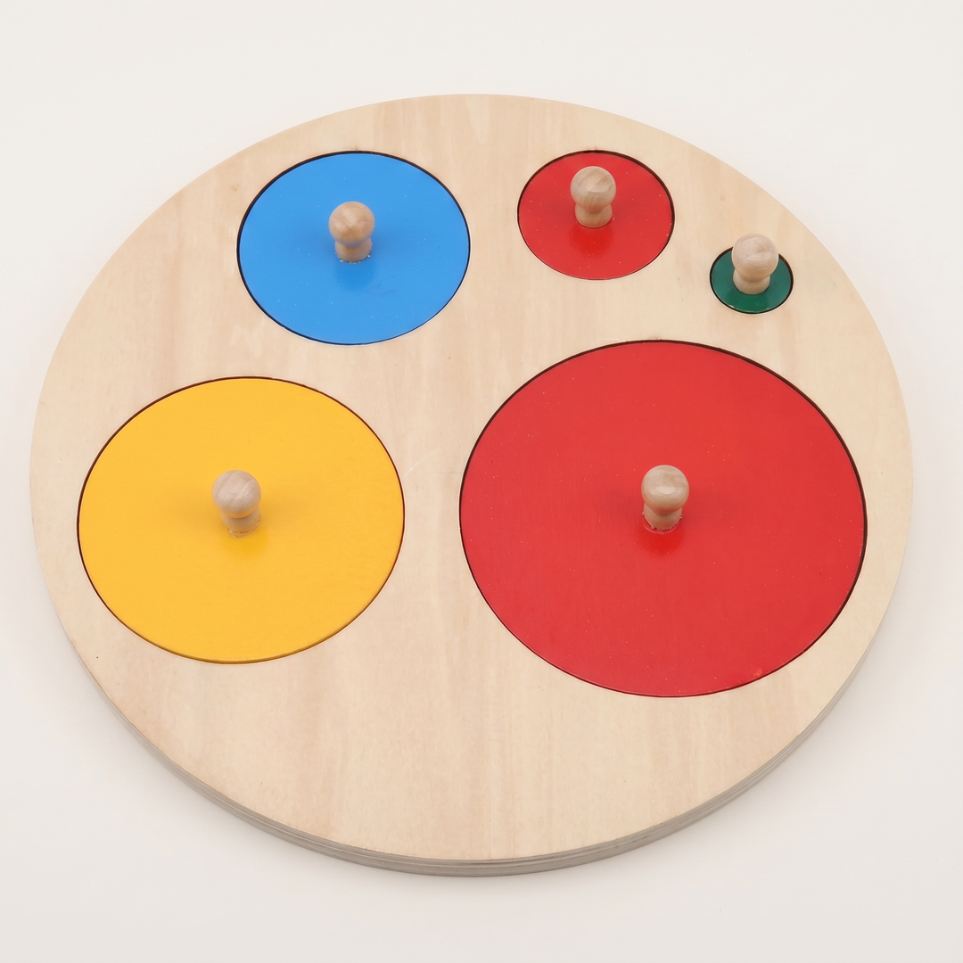Wooden Shape &amp; Color Puzzle Board — shown on a soft neutral background