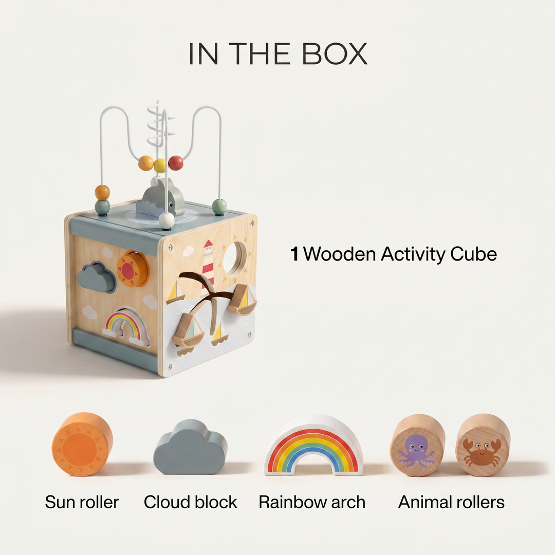 Wooden 5-in-1 Activity Cube for Toddlers — what&