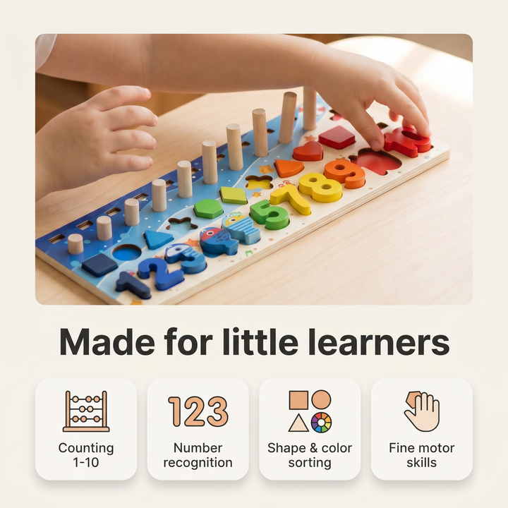 Wooden Counting &amp; Fishing Board — developmental benefits by age