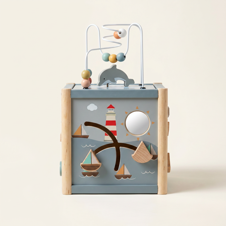 Wooden 5-in-1 Activity Cube for Toddlers — shown clearly