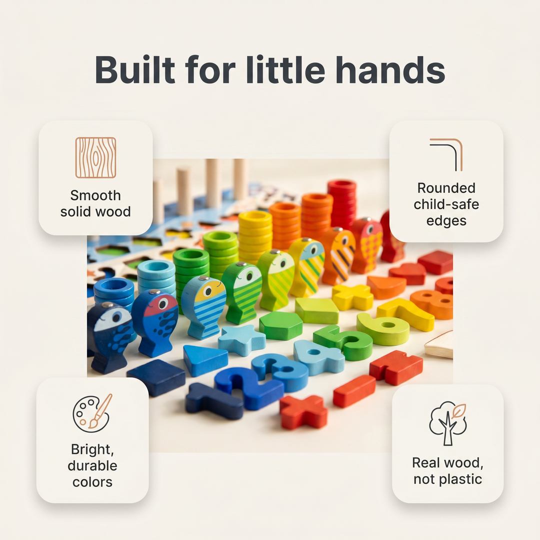 Wooden Counting &amp; Fishing Board — materials and safety details