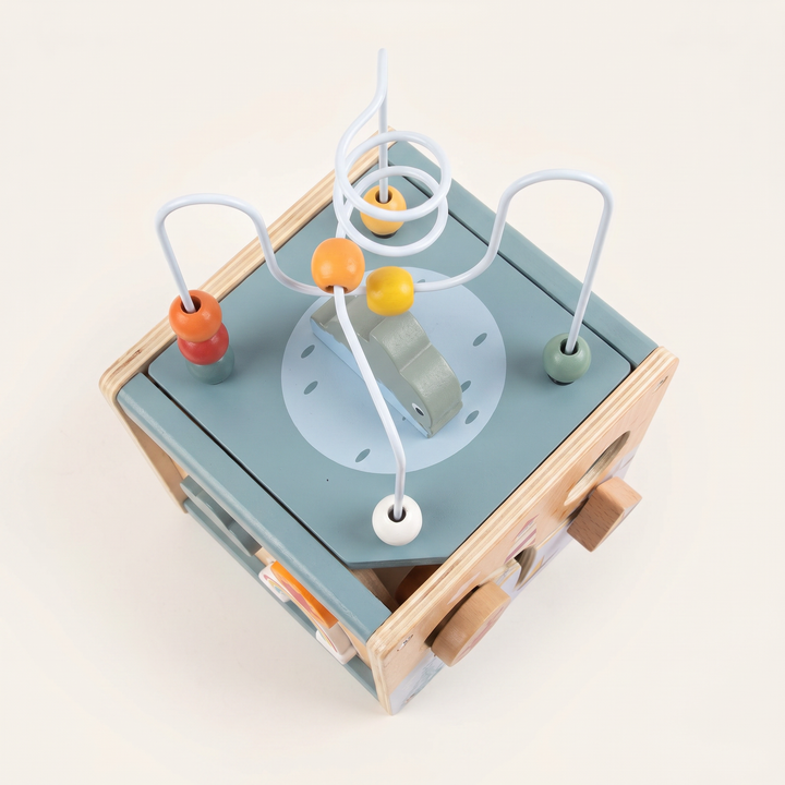 Wooden 5-in-1 Activity Cube for Toddlers — shown clearly