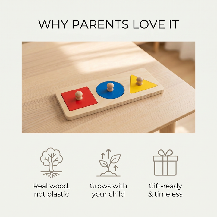 Wooden Shape &amp; Color Puzzle Board — why parents choose it