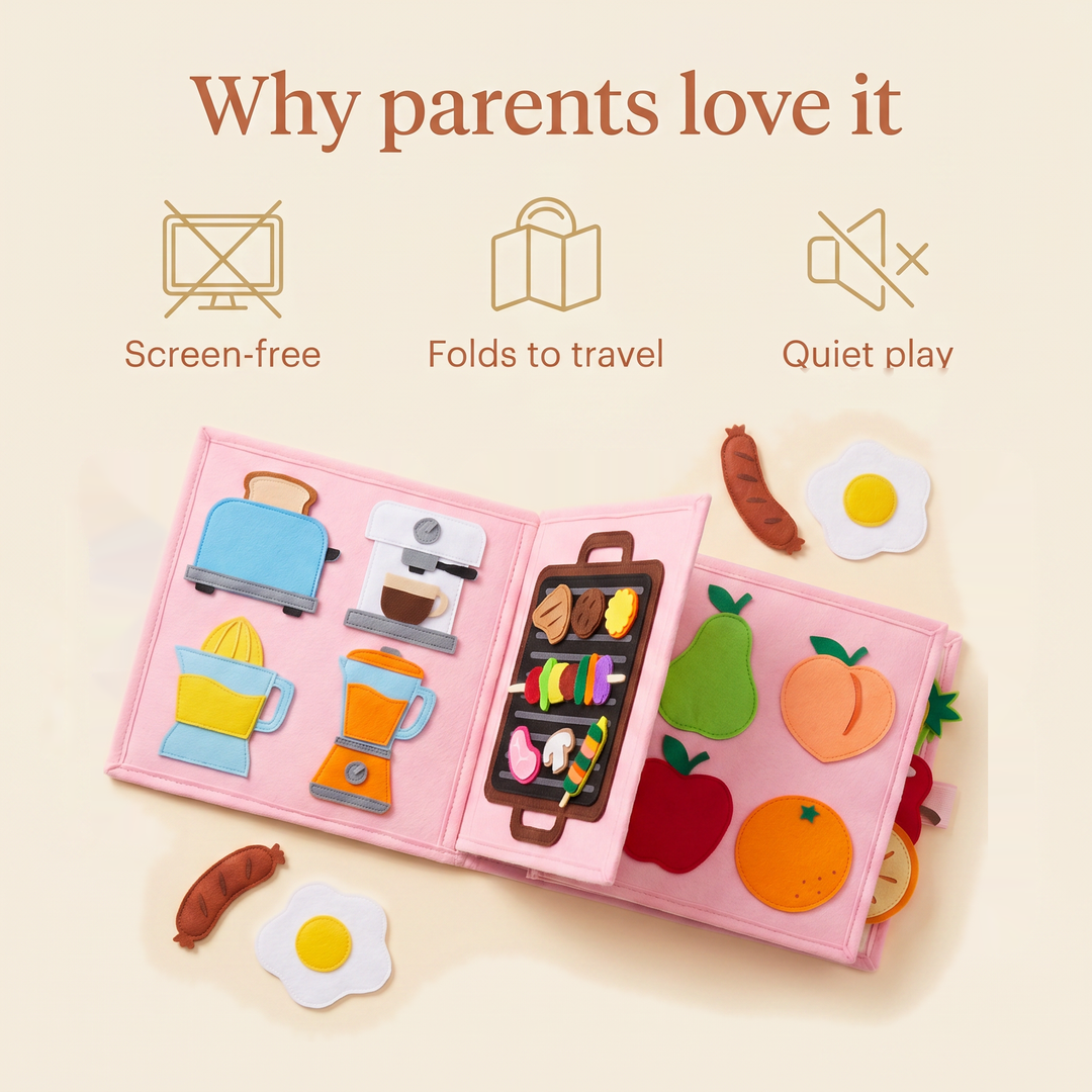 Why parents love it - screen-free, folds to travel, quiet play