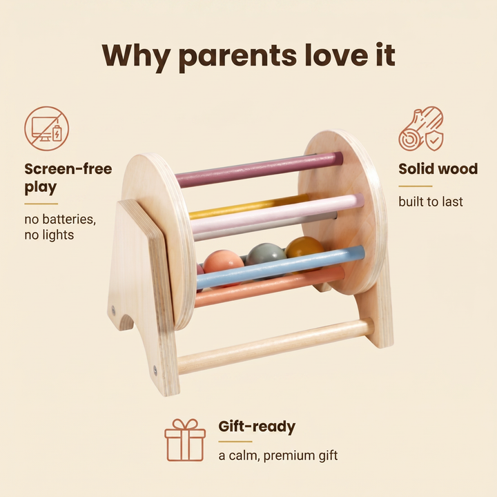 Why parents love it: screen-free play, solid wood, gift-ready.