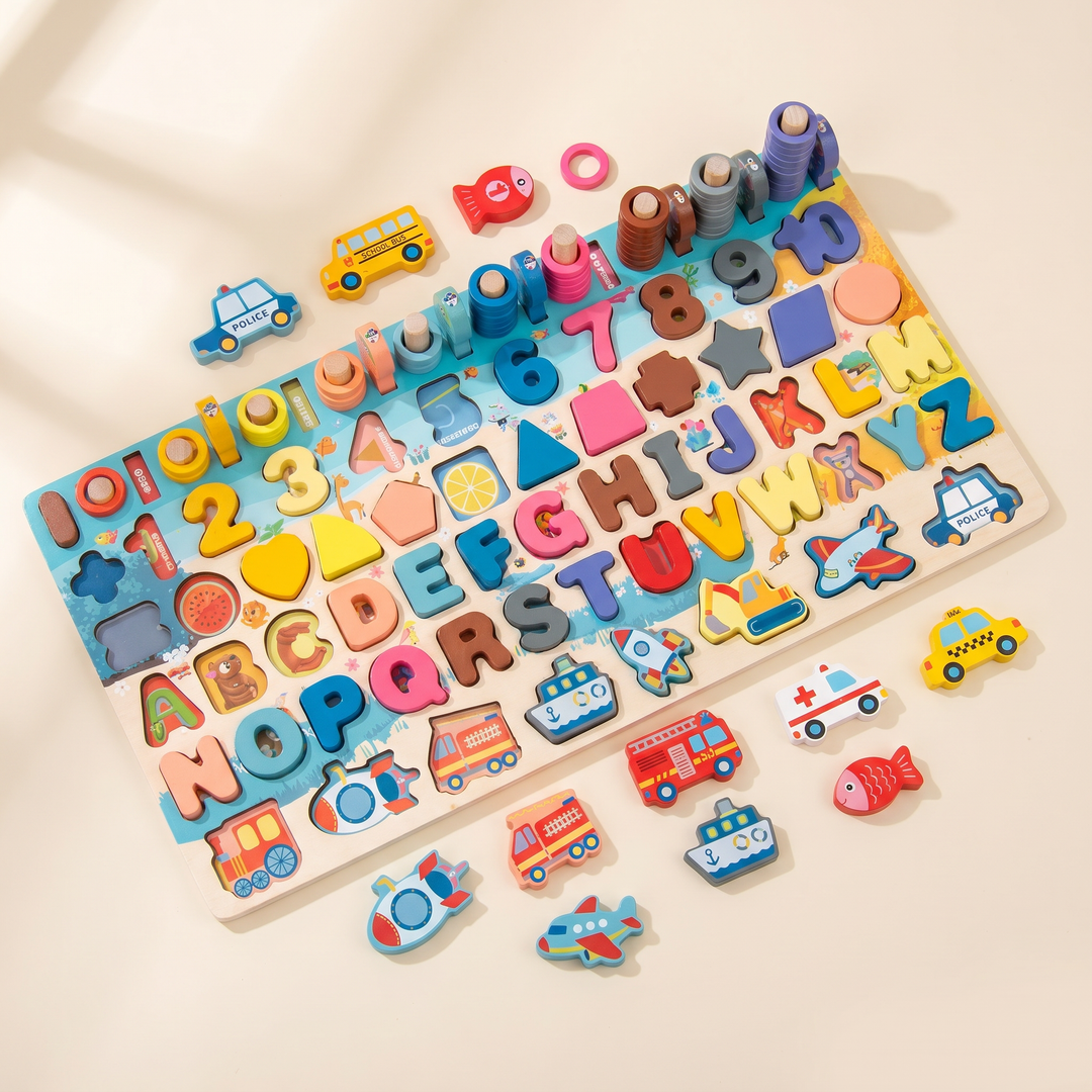 Wooden Counting &amp; Fishing Board — shown on a soft neutral background
