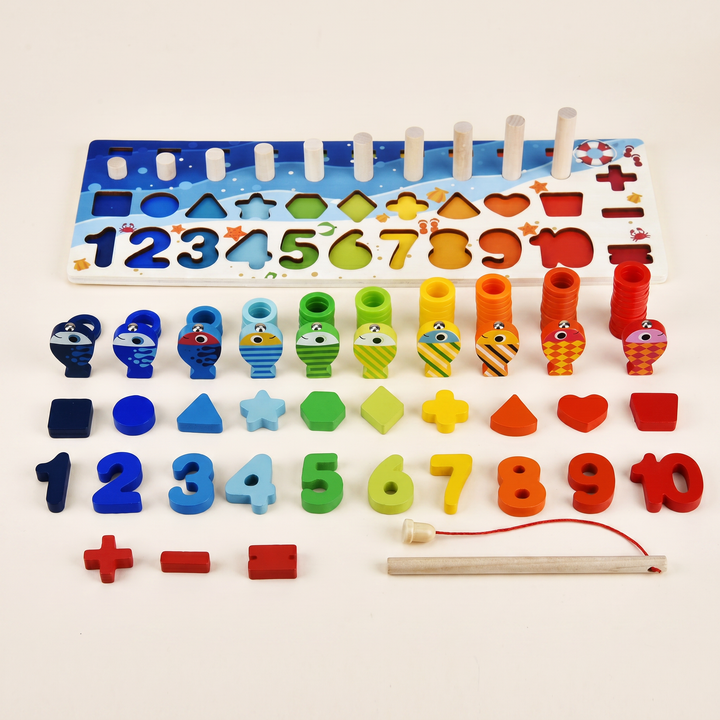 Wooden Counting &amp; Fishing Board — shown on a soft neutral background