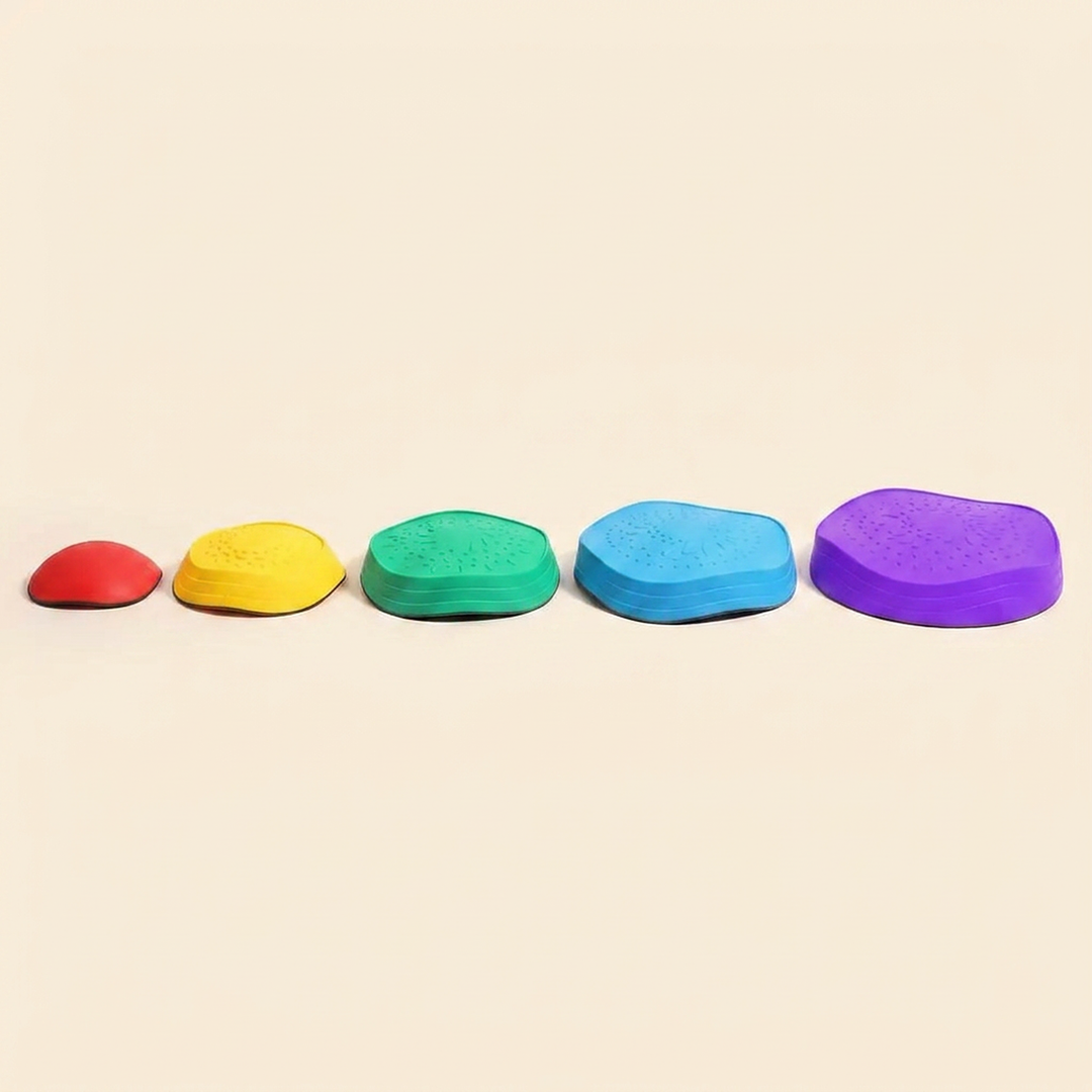 Rainbow balance stepping stones - 5 piece set in red, yellow, green, blue and purple