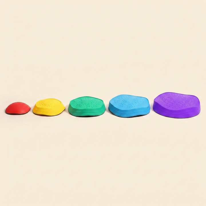 Rainbow balance stepping stones - 5 piece set in red, yellow, green, blue and purple