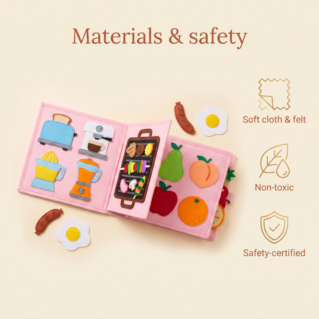 Materials and safety - soft cloth and felt, non-toxic, safety-certified