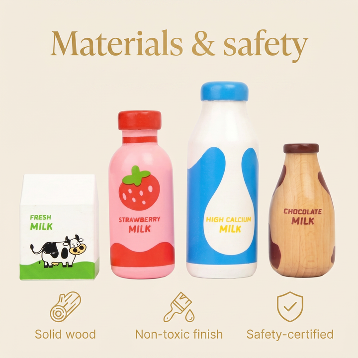 Materials and safety - solid wood, water-based finish, smooth rounded edges