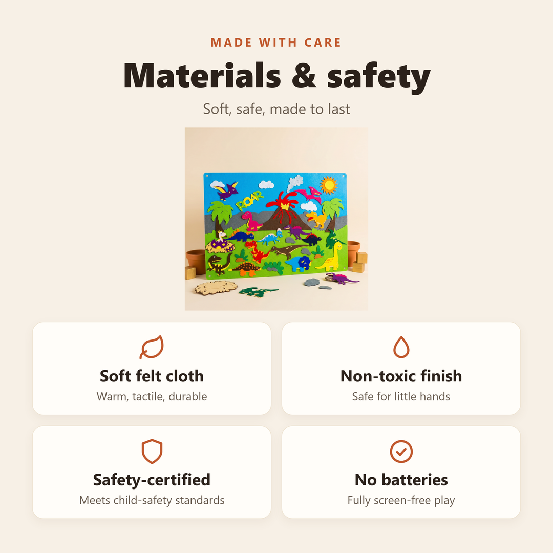 Materials and safety - soft felt cloth, non-toxic, safety-certified