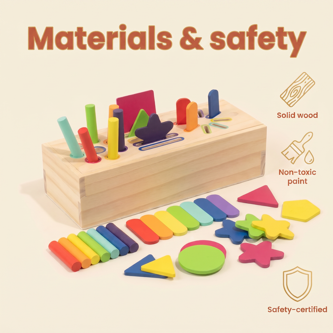 Materials and safety - solid wood, non-toxic paint, safety-certified