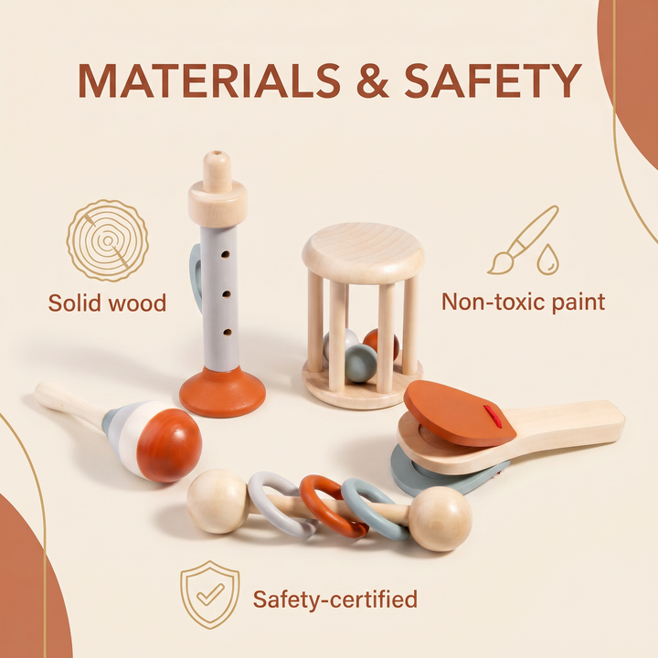Materials and safety - solid wood, non-toxic paint, safety-certified