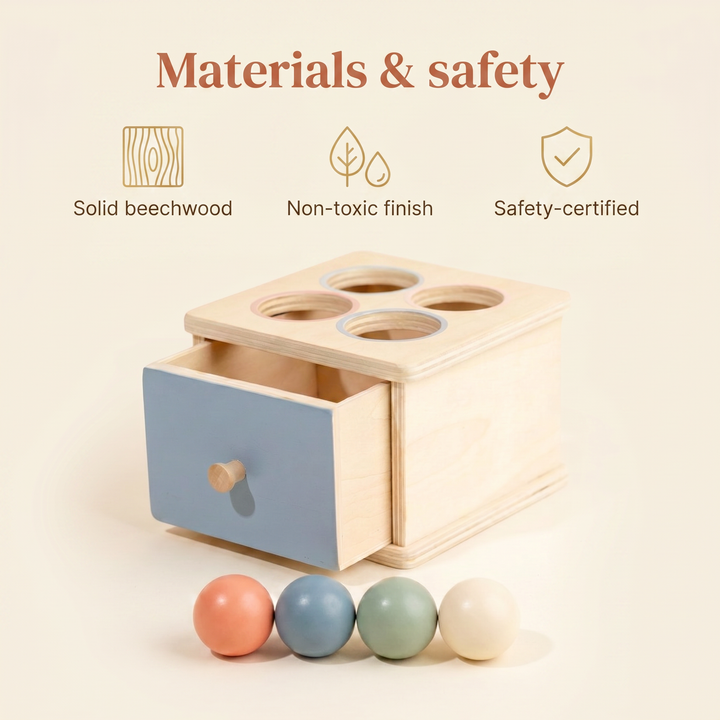 Materials and safety - solid beechwood, non-toxic finish, safety-certified