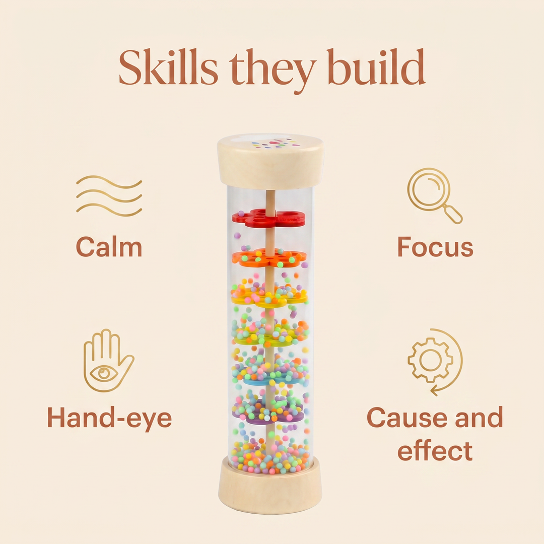 Skills they build - calm, focus, hand-eye, cause and effect