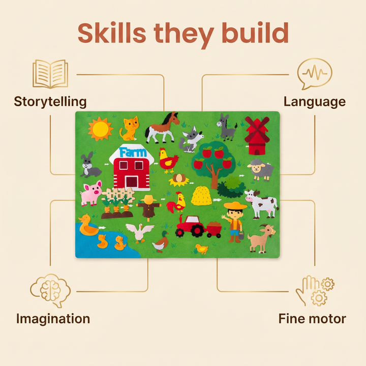 Skills they build - storytelling, language, imagination, fine motor