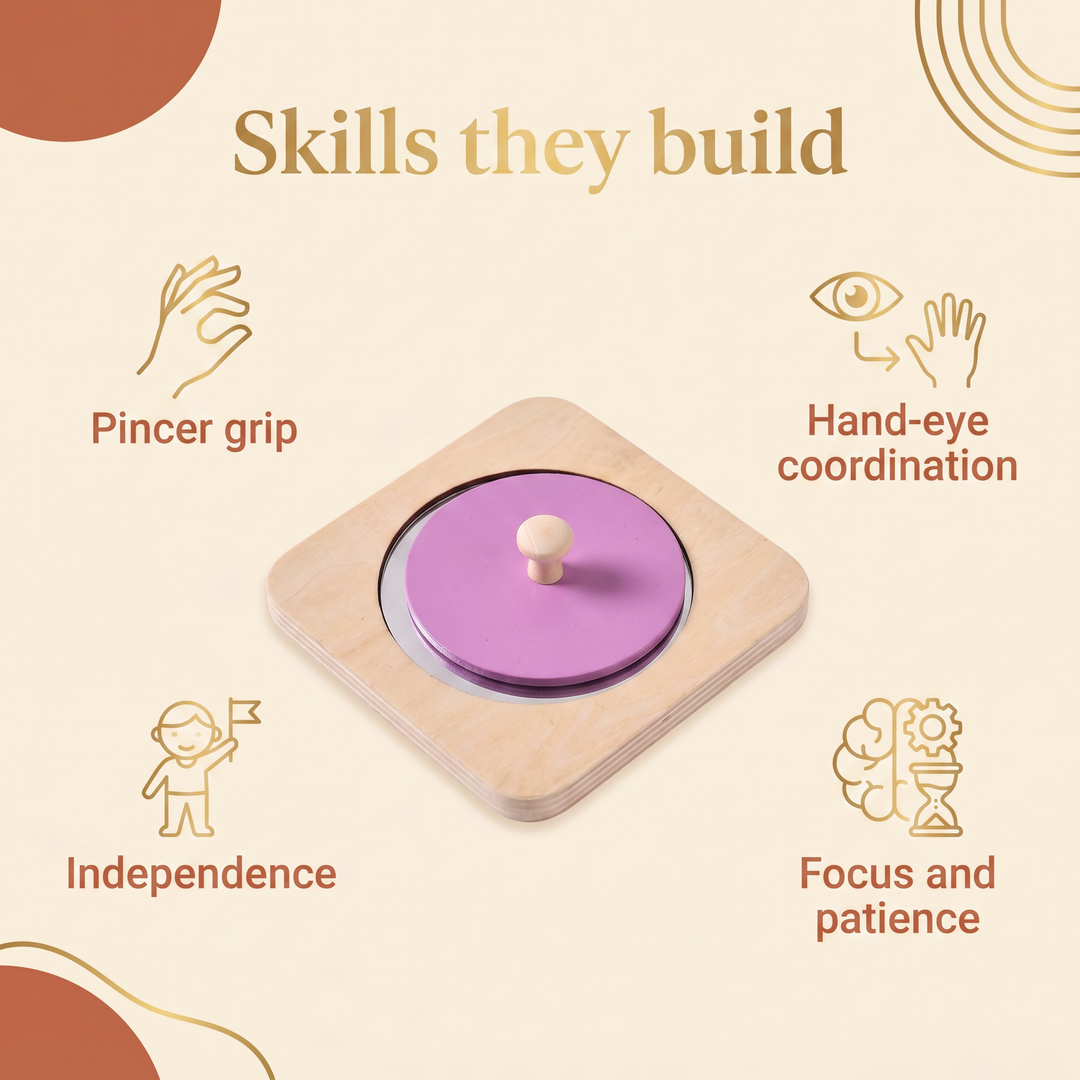 Skills they build - pincer grip, hand-eye coordination, focus and patience, independence