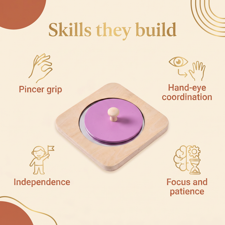Skills they build - pincer grip, hand-eye coordination, focus and patience, independence