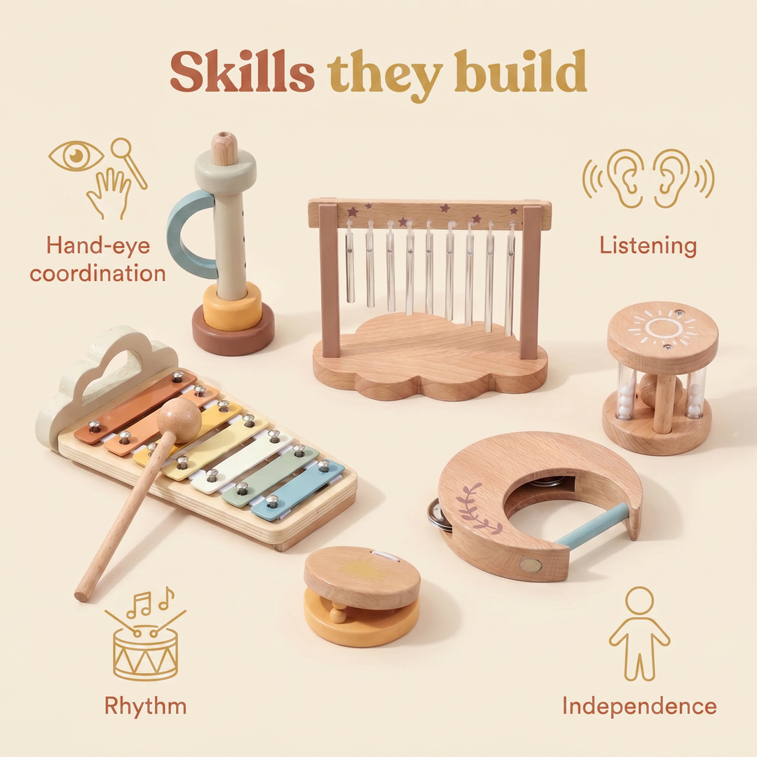 Skills they build - hand-eye coordination, listening, rhythm, independence
