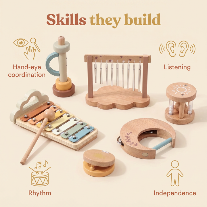 Skills they build - hand-eye coordination, listening, rhythm, independence