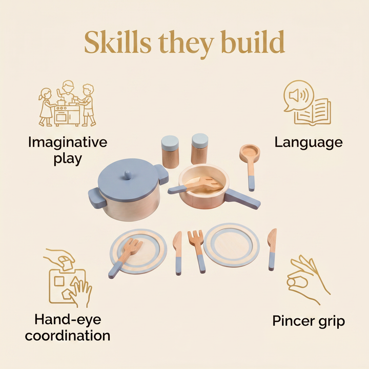 Skills they build - imaginative play, language, hand-eye coordination, pincer grip