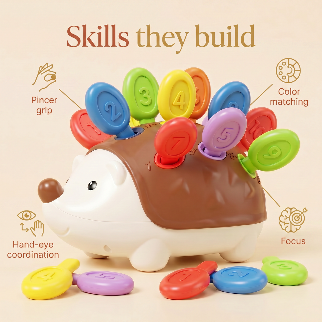 Skills they build - pincer grip, color matching, hand-eye coordination, focus
