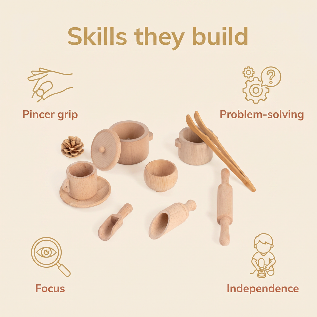 Skills they build - pincer grip, problem-solving, focus, independence