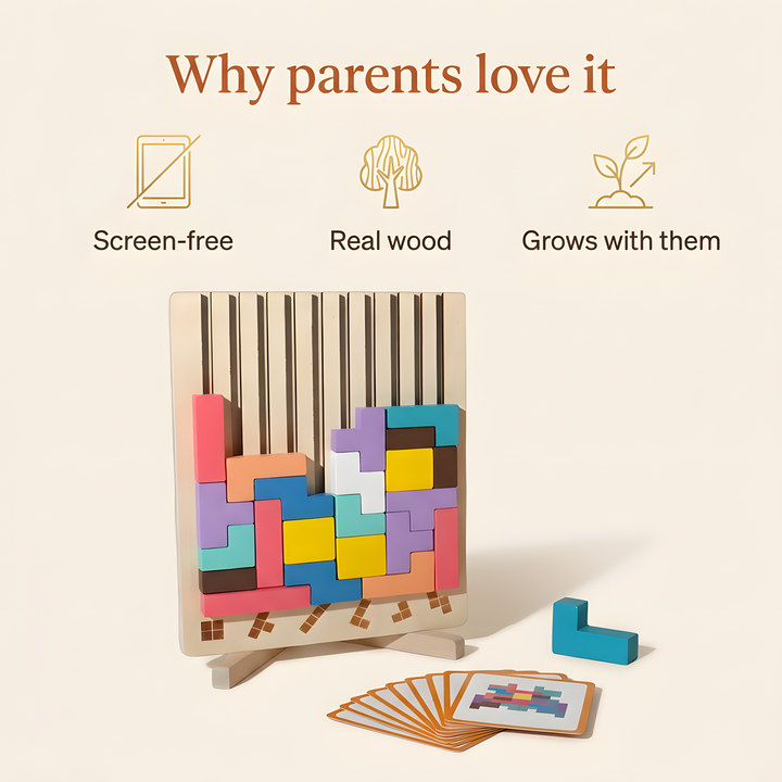 Why parents love it: screen-free, real wood, grows with them