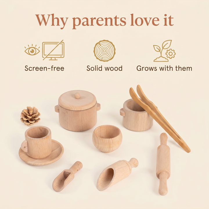 Why parents love it - screen-free, solid wood, grows with them