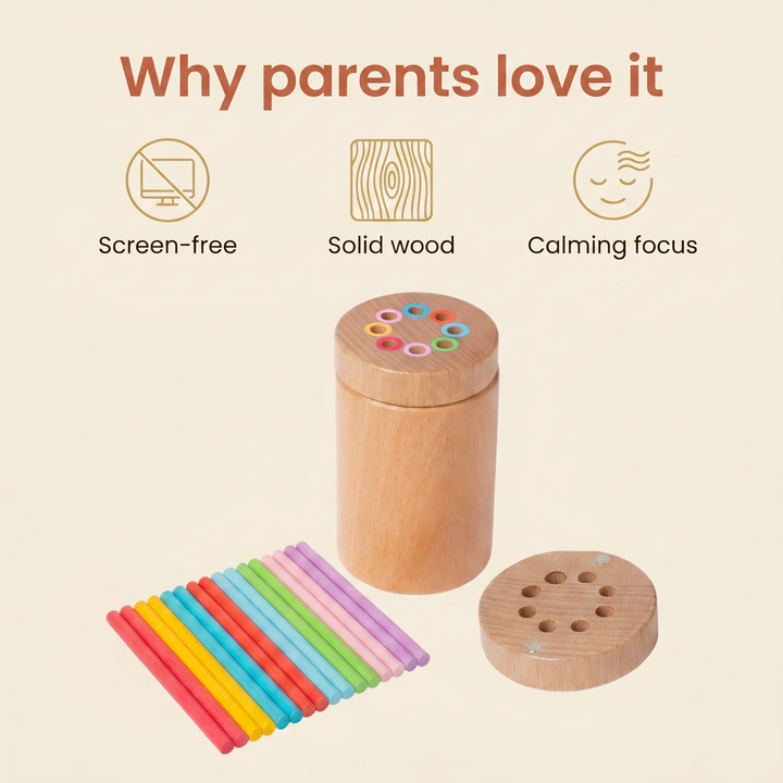 Why parents love it - screen-free, solid wood, calming focus