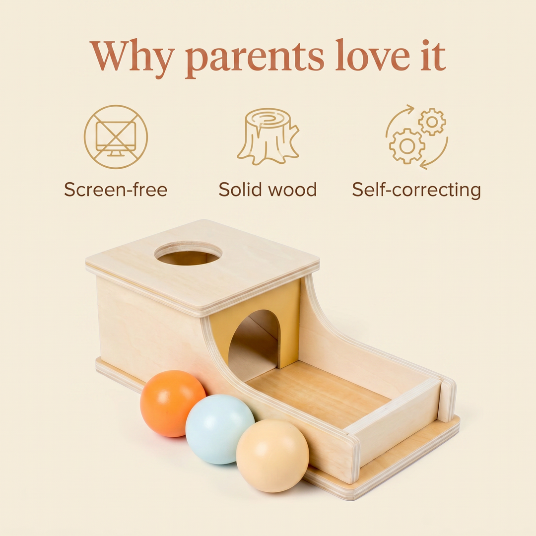 Why parents love it - screen-free, solid wood, self-correcting