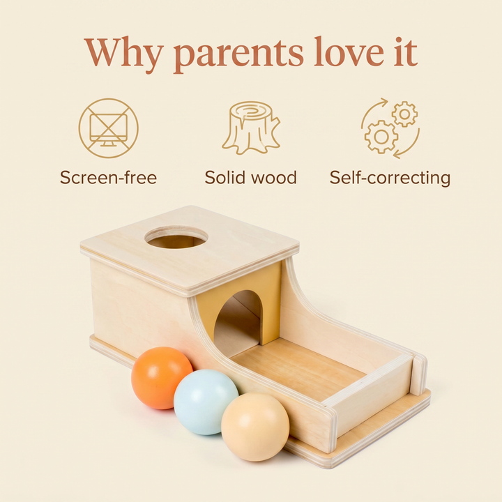 Why parents love it - screen-free, solid wood, self-correcting