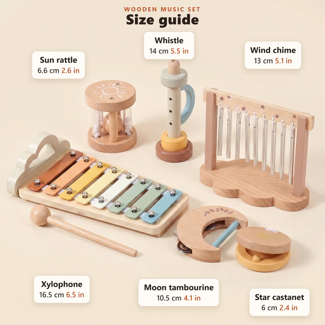 7pc Wooden Music Set