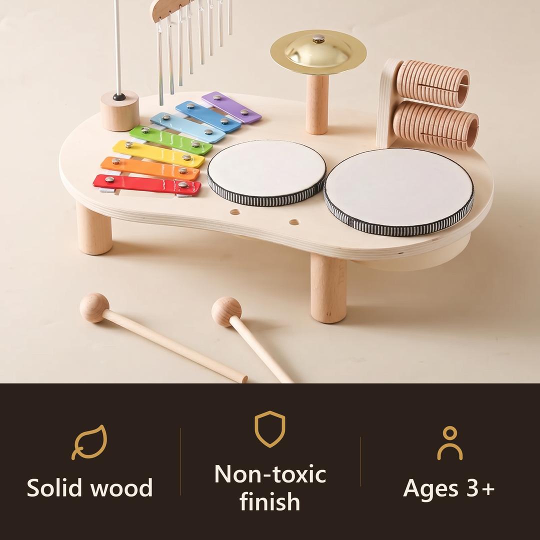 Wooden Music Table - 6-in-1 Instrument Set