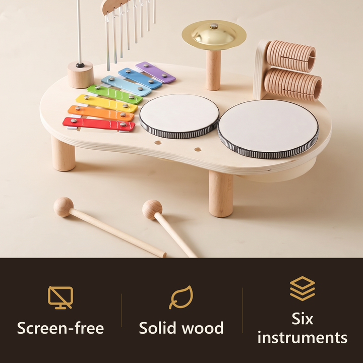 Wooden Music Table - 6-in-1 Instrument Set