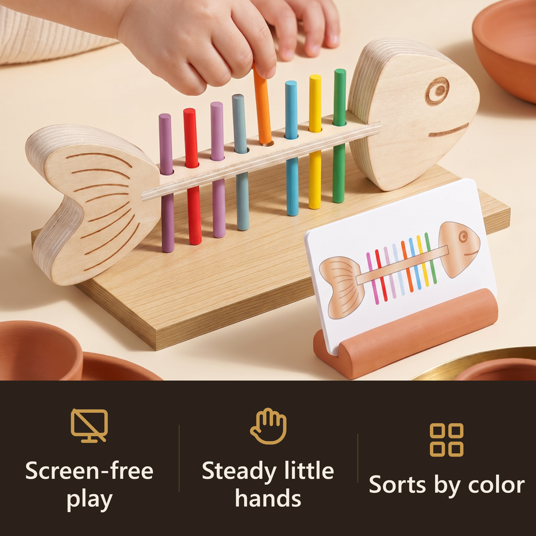 Wooden Fish Color-Matching Peg Toy - hook