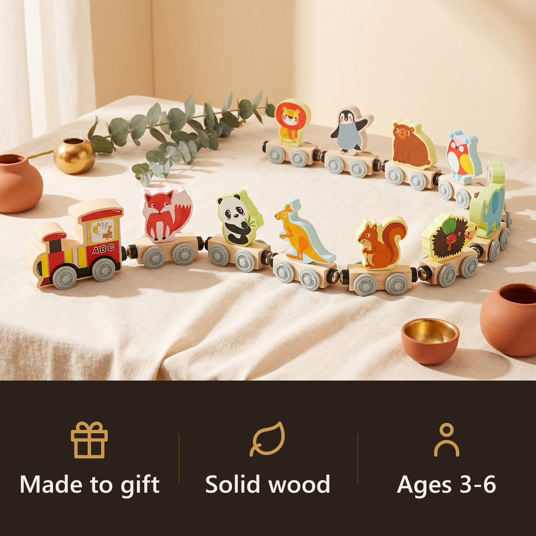 Magnetic Wooden Animal Train - gift
