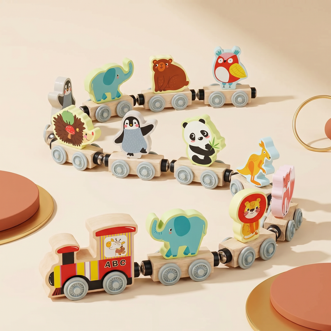 Magnetic Wooden Animal Train - skills