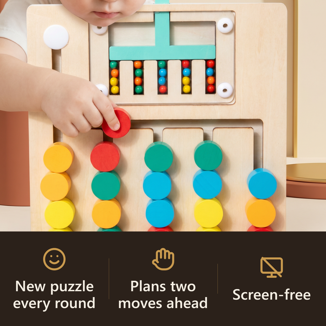 Wooden Color-Slide Logic Puzzle - hook