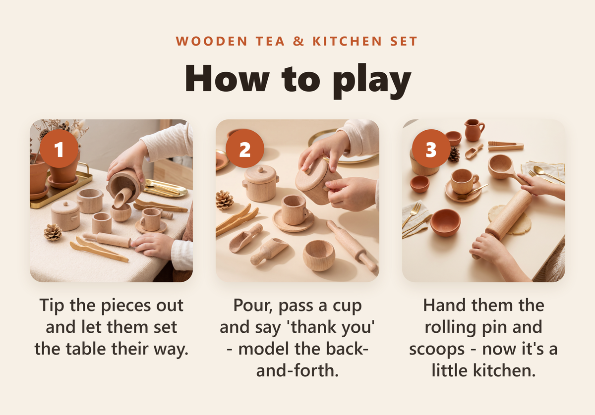 Wooden Tea & Kitchen Play Set - howto