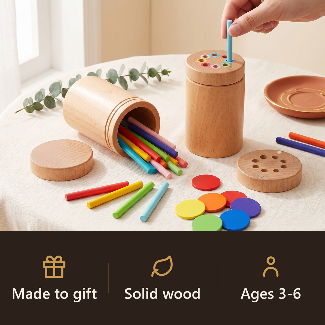 Wooden Color-Matching Stick Canister - gift