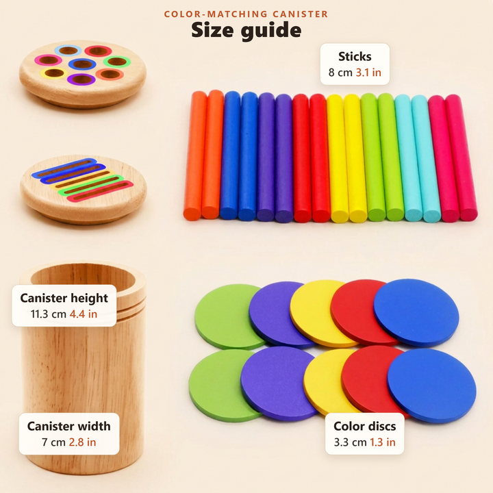 Wooden Color-Matching Stick Canister