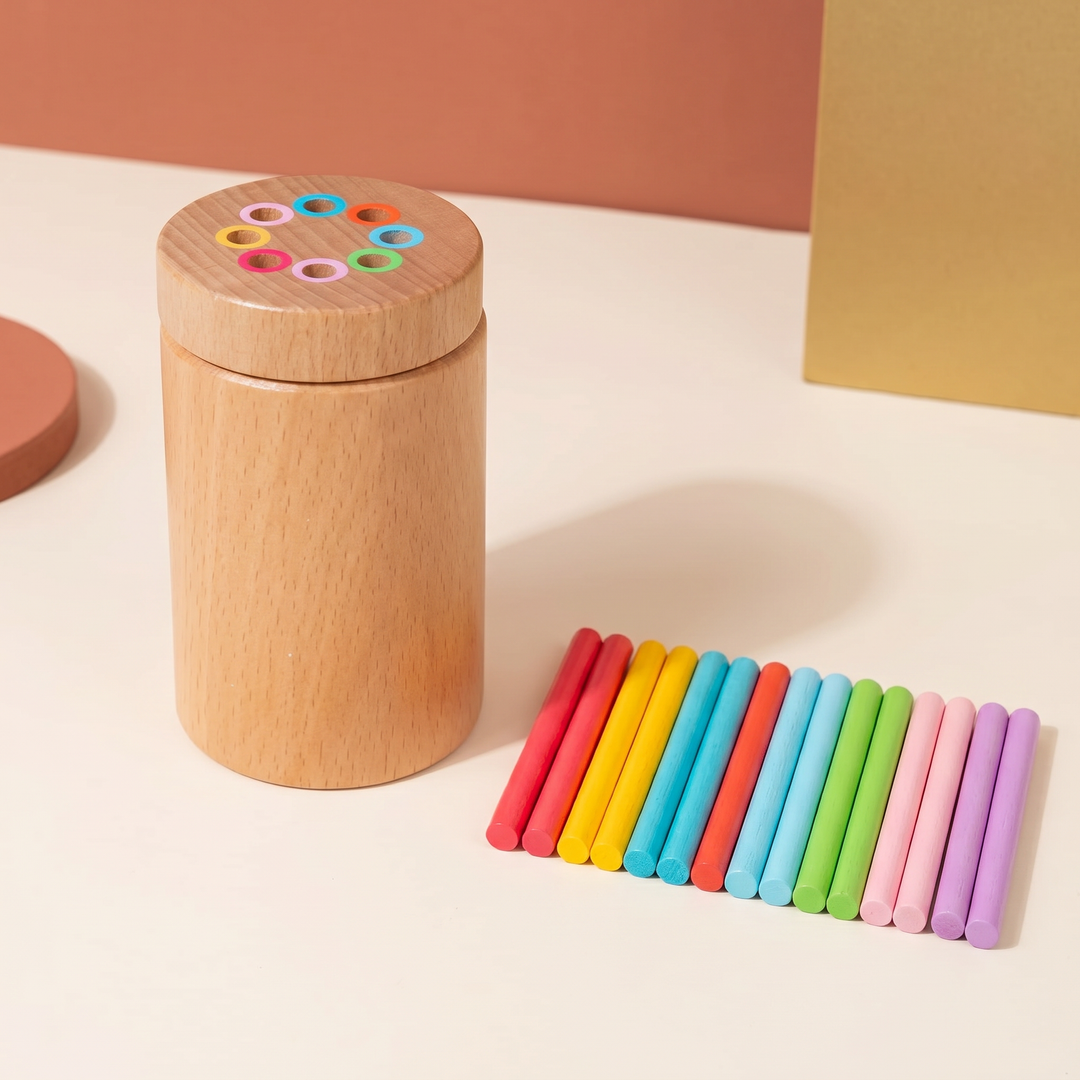 Wooden Color-Matching Stick Canister - skills