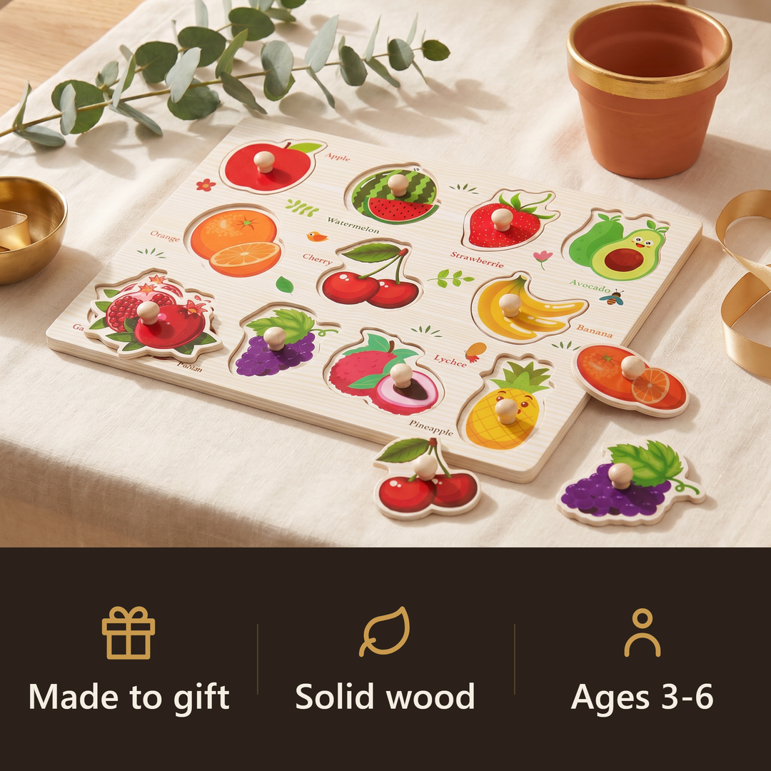 Wooden Hand-Grab Peg Puzzle Boards - gift