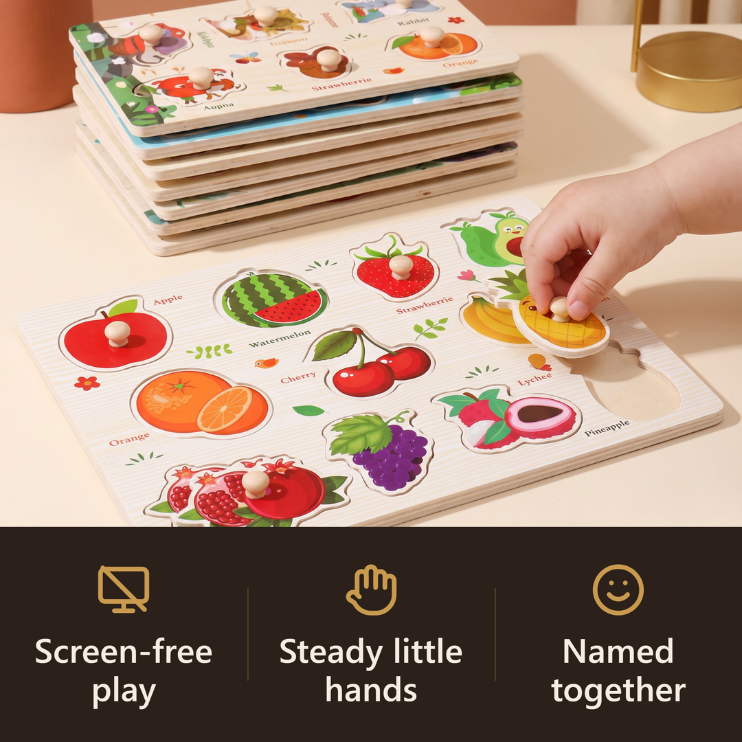 Wooden Hand-Grab Peg Puzzle Boards - hook