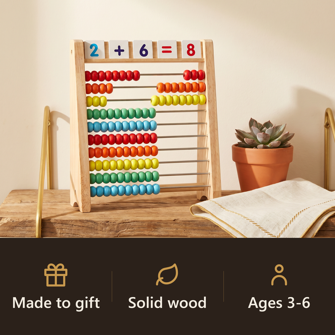 Wooden Tabletop Abacus with Number Tiles - gift