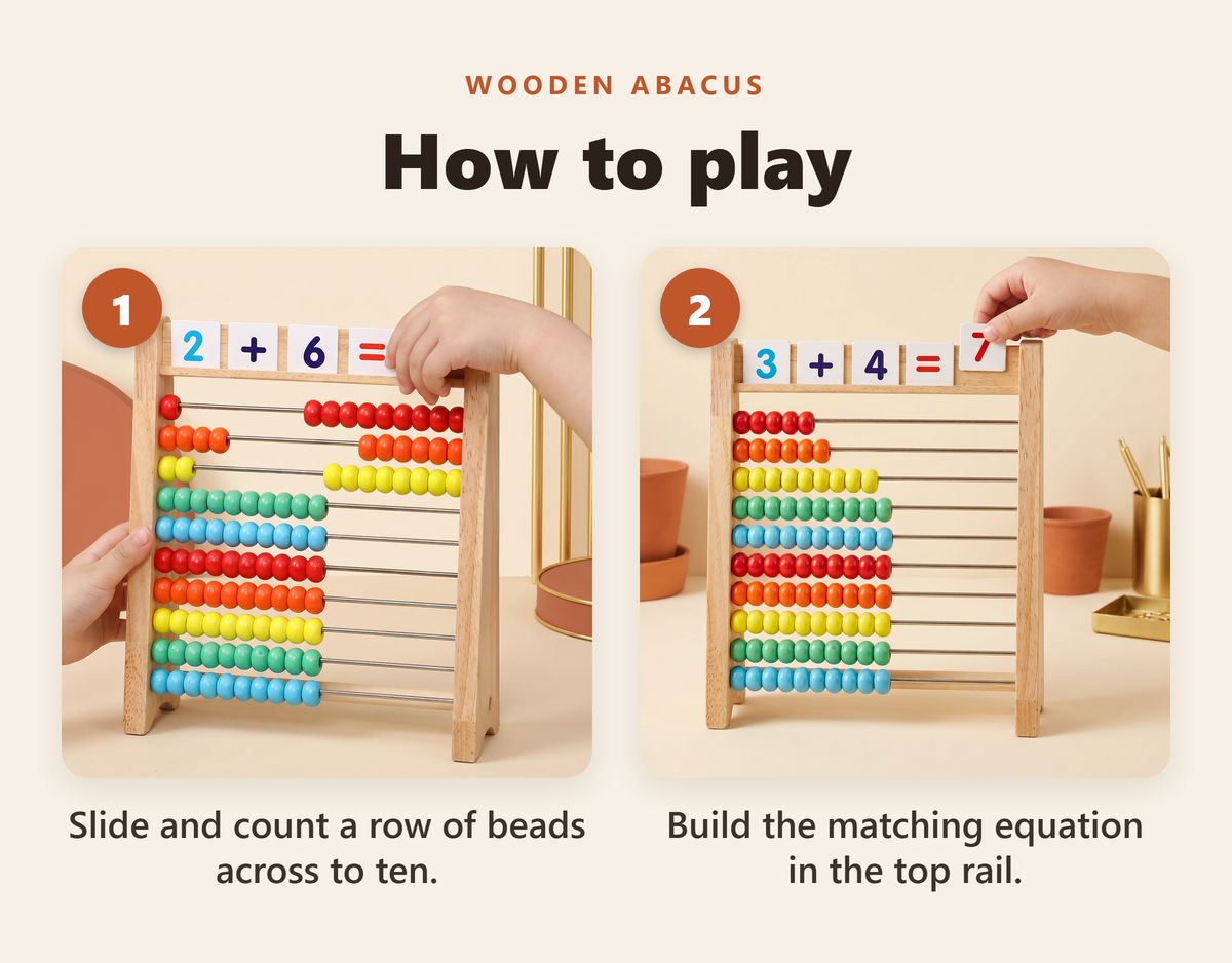 Wooden Tabletop Abacus with Number Tiles - howto