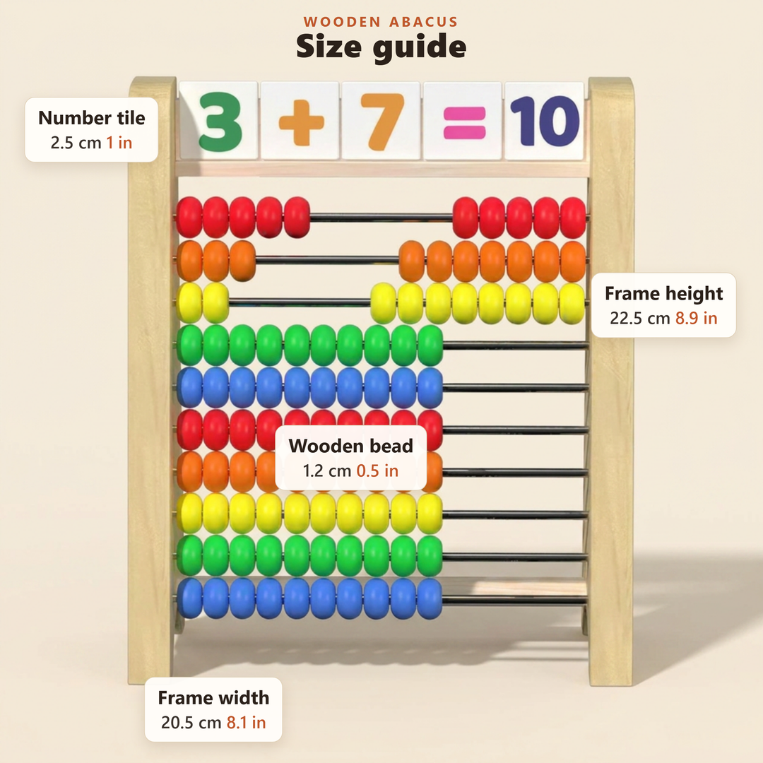 Wooden Tabletop Abacus with Number Tiles