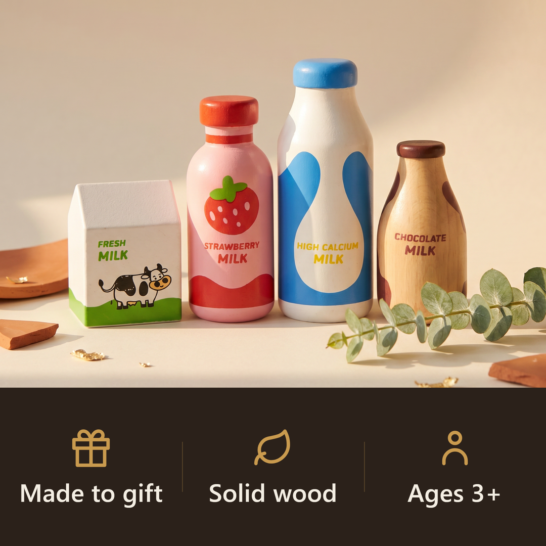 Wooden Milk Bottle Set - gift